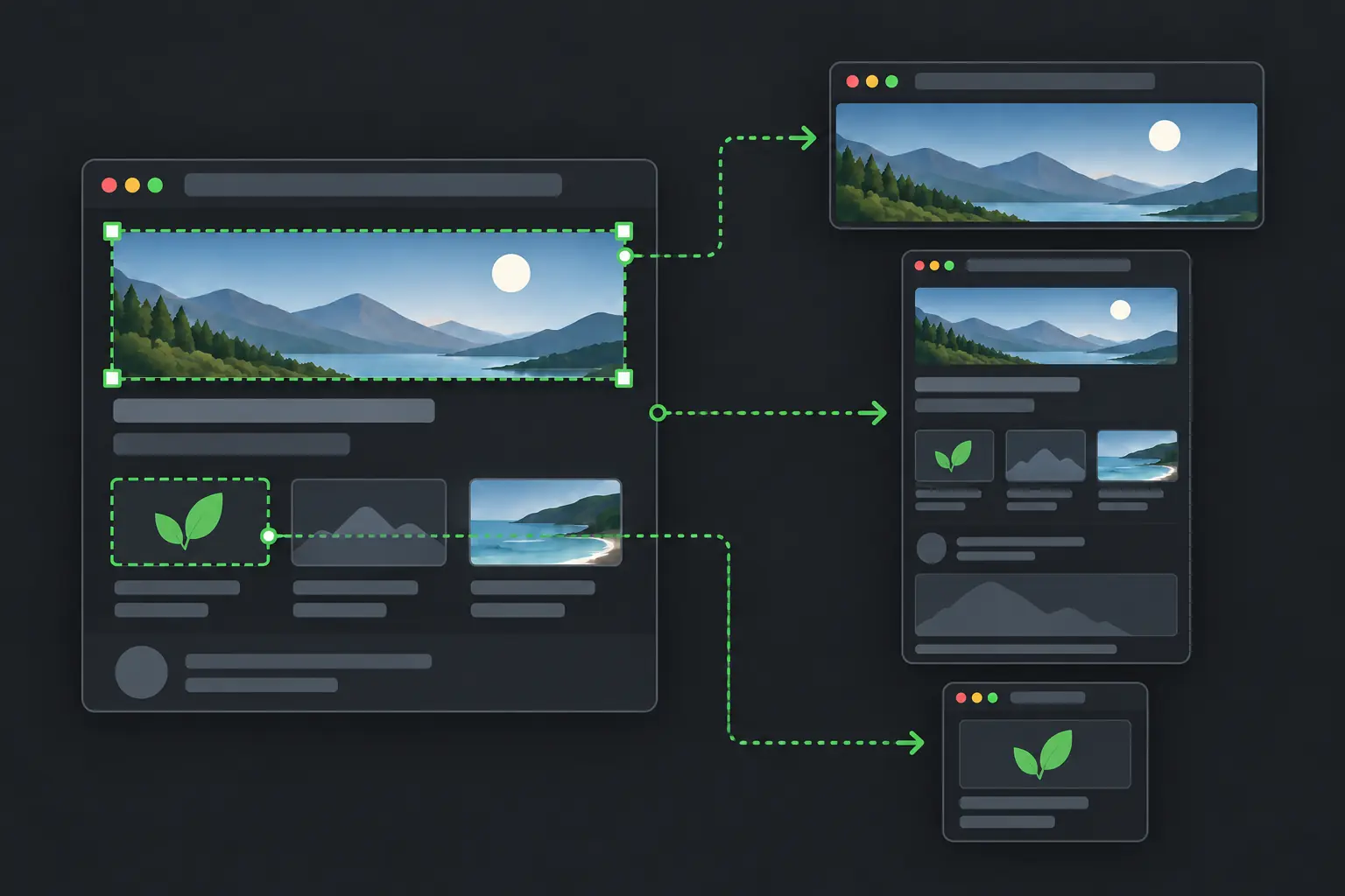 A webpage producing viewport, full-page, and selected-element screenshots.